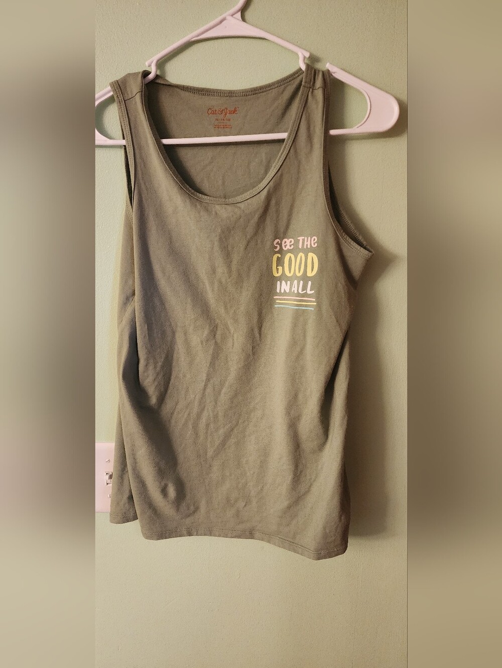 Cat & Jack Olive Green Tee with Orange Logo